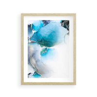 Plakat w ramie 30x40 - Elegancja Marmuru - marmur, błękit - rama drewno