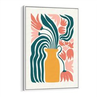Obraz w ramie 70x100 - Kolorowe Pasmo - abstrakcyjne kwiaty w wazonie, pdastelowe kolory - rama biała