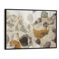 Obraz w ramie 70x50 - Nowoczesne Złoto i Szarość - plamy, złoto - rama czarna