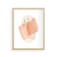 Plakat w ramie 50x70 - Rozbijające Plamy - abstrakcyjne akwarelowe plamy, minimalizm - rama drewno