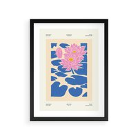 Plakat w ramie 40x50 - Rozświetlone Odbicia - lilie wodne, pastelowe kolory - rama czarna