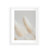 Plakat w ramie 30x40 - Czysty Minimalizm - białe trawy, minimalizm - rama biała