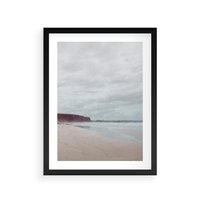 Plakat w ramie 30x40 - Mglista Plaża - plaża, mglisty krajobraz - rama czarna