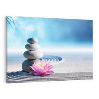 Obraz na płótnie 120x80 - Spokój Kamieni i Kwiatów w SPA - kamienie, piasek