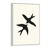 Obraz w ramie 70x100 - Kreatywne Echa - jaskółki, minimalizm - rama biała