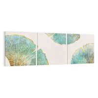 Obraz na płótnie 150x50 - Złota Melodia Liści - złote, turkusowe liście miłorzębu
