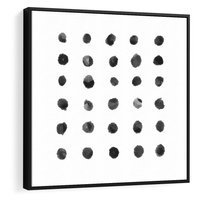 Obraz w ramie 50x50 - Boho Sztuka Wolości - minimalistyczny plakat, czarne kropki na białymtle - rama czarna