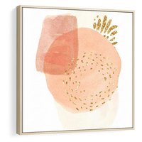 Obraz w ramie 50x50 - Migotliwe Kształty i Plamy - abstrakcyjne akwarelowe plamy, minimalizm - rama drewno