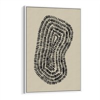 Obraz w ramie 70x100 - Nowoczesne Odbicia Wnętrza - boho plakat, czarne kropki kreski - rama biała