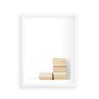 Plakat w ramie 40x50 - Estetyka Literatury - stos książek, minimalistyczna kompozycja - rama biała