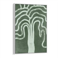 Obraz w ramie 70x100 - Inspirujące Zawiłości Zieleni - abstrakcyjny kształt, zielony plakat - rama biała