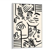 Obraz w ramie 50x70 - Ekspresyjne Odbicia Współczesności - abstrakcyjna grafika, minimalizm - rama biała