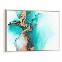 Obraz w ramie 70x50 - Elegancja i Subtelność - marmur, złoto - rama drewno