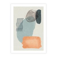Plakat bez ramy 21x30 - Kształtujące Plamy - geometryczne elementy, stonowane ziemiste kolory