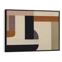 Obraz w ramie 70x50 - Nowoczesne Brązy - geometryszne pasy, nowoczesny styl - rama czarna