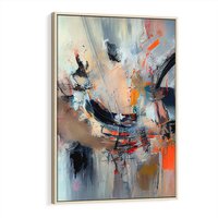 Obraz w ramie 80x120 - Kontrapunkty zatajonych uczuć - dynamiczna abstrakcja, bałagan na płótnie - rama drewno