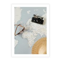Plakat bez ramy 30x40 - Świat w Kadrze - mapa, aparat