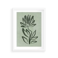 Plakat w ramie 50x70 - Zieleń Wyjątkowego Ukojenia - zielona abstrakcja, zgaszona zieleń - rama biała