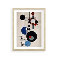 Plakat w ramie 30x40 - Rozkwitające Wibracje Wyobraźni - abstrakcyjna geometryczna kompozycja, koła linie - rama drewno