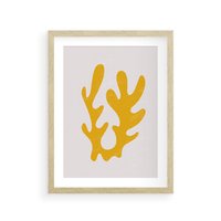 Plakat w ramie 40x50 - Abstrakcyjna Synergia - abstrakcyjna żółta forma, minimalizm - rama drewno