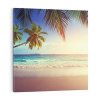 Obraz na płótnie 40x40 - Rajska plaża na Seszelach - Seszele, plaża