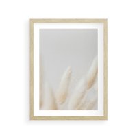 Plakat w ramie 40x50 - Biały Spokój - białe trawy, suche trawy pampas - rama drewno