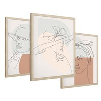 Zestaw obrazy w ramie 30x40 galeria - Minimalistyczne, nowoczesne, boho - rama drewno
