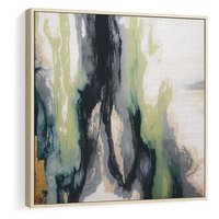 Obraz w ramie 50x50 - Sfumowane zmysły artysty - rozmyte kolory, zieleń - rama drewno