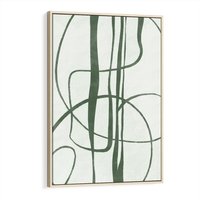 Obraz w ramie 80x120 - Zielony Spokój - zielona abstrakcja, spokojny plakat - rama drewno