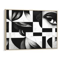 Obraz w ramie 70x50 - Harmonia świateł i cieni - abstrakcja czarno biała, geometria - rama drewno