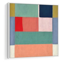 Obraz w ramie 50x50 - Bezgraniczne Nastroje Harmonii - abstrakcyjne geometryczne kształty, olejny obraz - rama biała