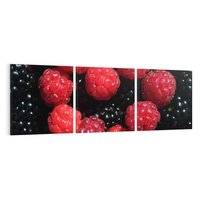 Obraz na płótnie 120x40 - Maliny Soczysta Eksplozja - maliny, owoce