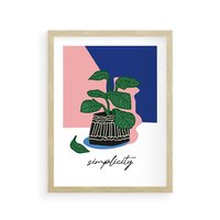 Plakat w ramie 40x50 - Tajemnicze Wibracje - tygrys, kwiaty - rama drewno