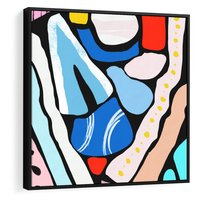 Obraz w ramie 50x50 - Kolory Na Czerni - abstrakcyjne formy, komiksowy styl - rama czarna