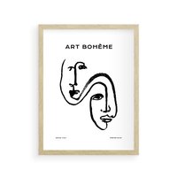 Plakat w ramie 30x40 - Rozbijające Granice Boho - boho sztuka, twarze - rama drewno