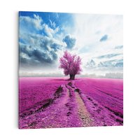 Obraz na płótnie 50x50 - Fioletowa abstrakcja w ruchu - abstrakcja, fiolet