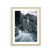 Plakat w ramie 30x40 - Zimowa Przygoda - zima w górach, droga - rama drewno