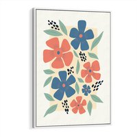 Obraz w ramie 50x70 - Kolorowe Pasmo - kwiaty, nowoczesna abstrakcja - rama biała
