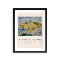 Plakat w ramie 50x70 - Plakat z Reprodukcją A. Renoira - Auguste Renoir, Morze i klify - rama czarna