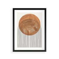 Plakat w ramie 30x40 - Konturem Kształtowane - koło, boho styl - rama czarna