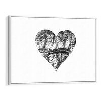 Obraz w ramie 70x50 - Drzewo Serca - czarne serce, tekstura jak kora drzewa - rama biała