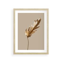 Plakat w ramie 40x50 - Piękno w Detalu - złoty, liść - rama drewno