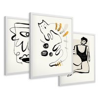 Zestaw obrazy w ramie 30x40 galeria - Abstrakcja, jak, Picasso, nowoczesny - rama biała
