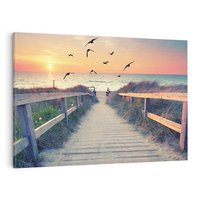 Obraz na płótnie 70x50 - Sielanka nad brzegiem - plaża, pomost