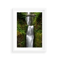 Plakat w ramie 50x70 - Siła i Urok Natury - wodospad, las - rama biała