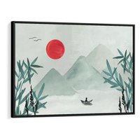 Obraz w ramie 70x50 - Zaklęte Wzgórza - krajobraz, japonia - rama czarna