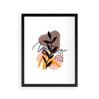 Plakat w ramie 30x40 - Echa Kształtującej się Wyobraźni - abstrakcyjna sztuka, liść gałązka - rama czarna