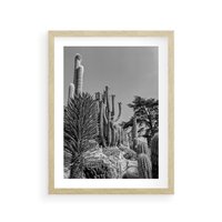 Plakat w ramie 30x40 - Pustynny Klimat - czarno białe zdjecie, pustynia - rama drewno