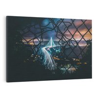 Obraz na płótnie 120x80 - Most nocą - Światła i refleksy - most, światła