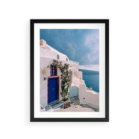 Plakat w ramie 50x70 - Urok Greckiej Wyspy - Santorini, Grecja - rama czarna